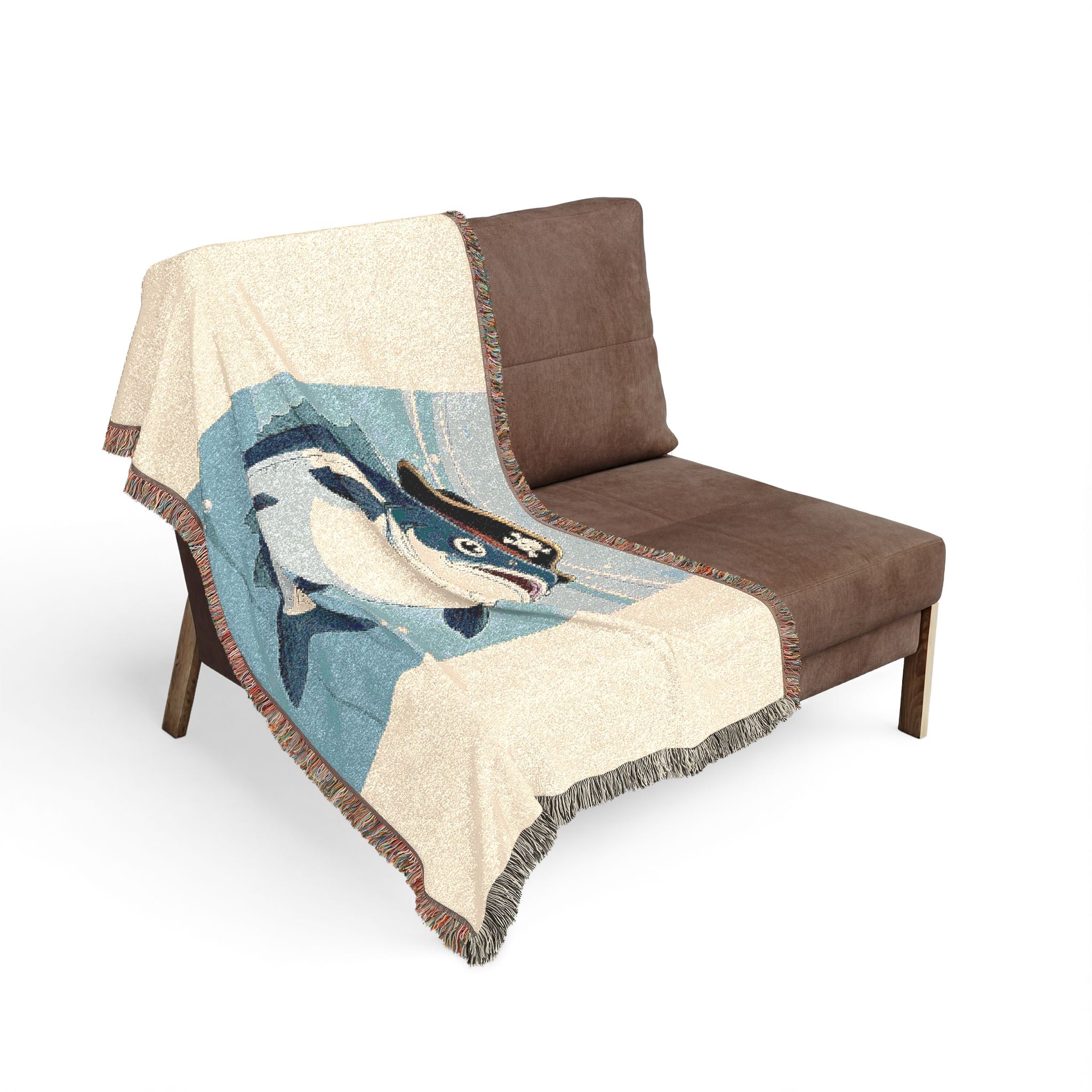 Pirate Fish Woven Blanket – Nautical Throw for Kids & Coastal Decor