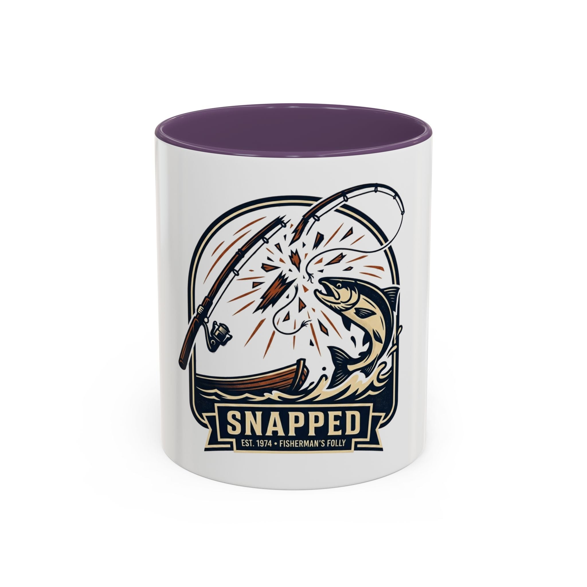 Fishing Coffee Mug — "Snapped" Lure & Bass Design, Fisherman Gift (11/15 oz)