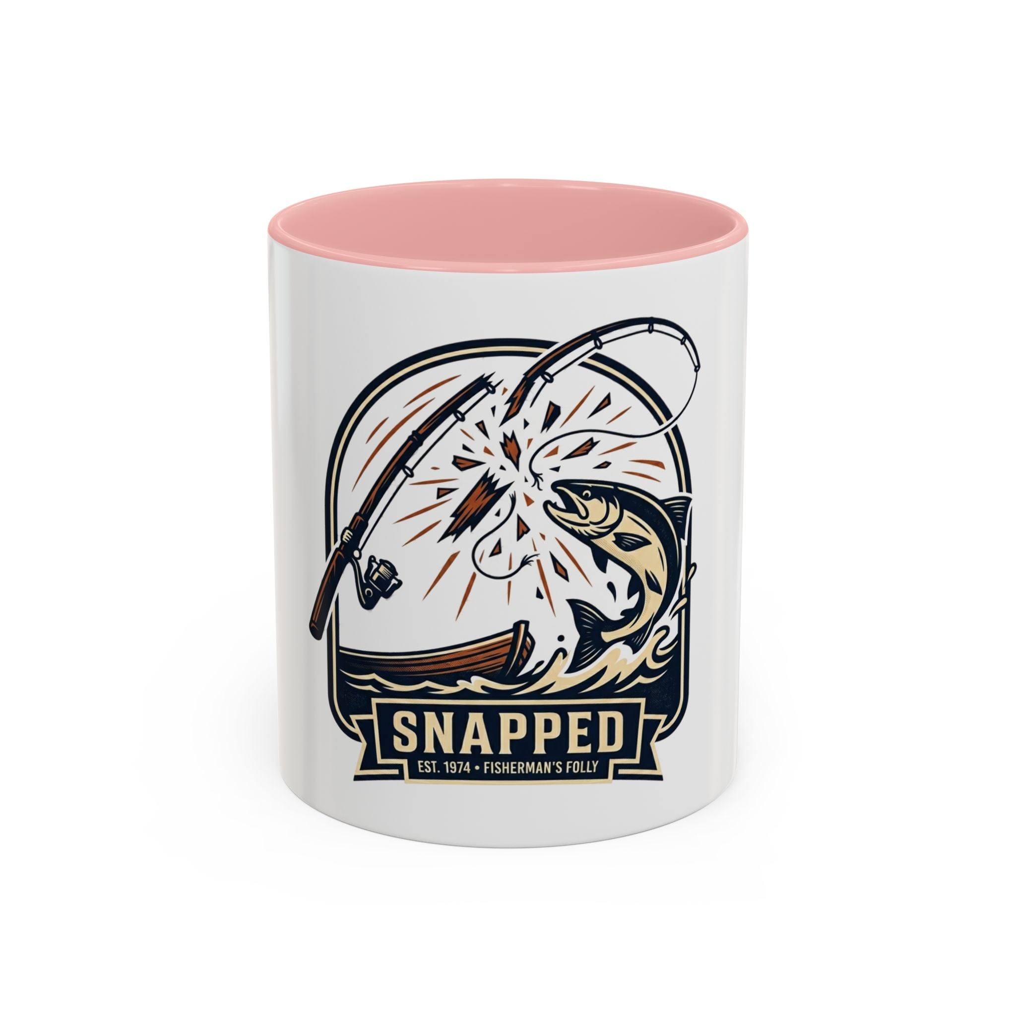 Fishing Coffee Mug — "Snapped" Lure & Bass Design, Fisherman Gift (11/15 oz)