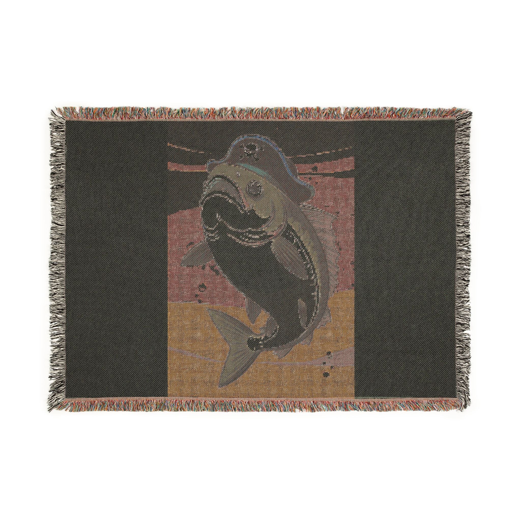 Pirate Fish Woven Blanket – Nautical Throw for Kids & Coastal Decor