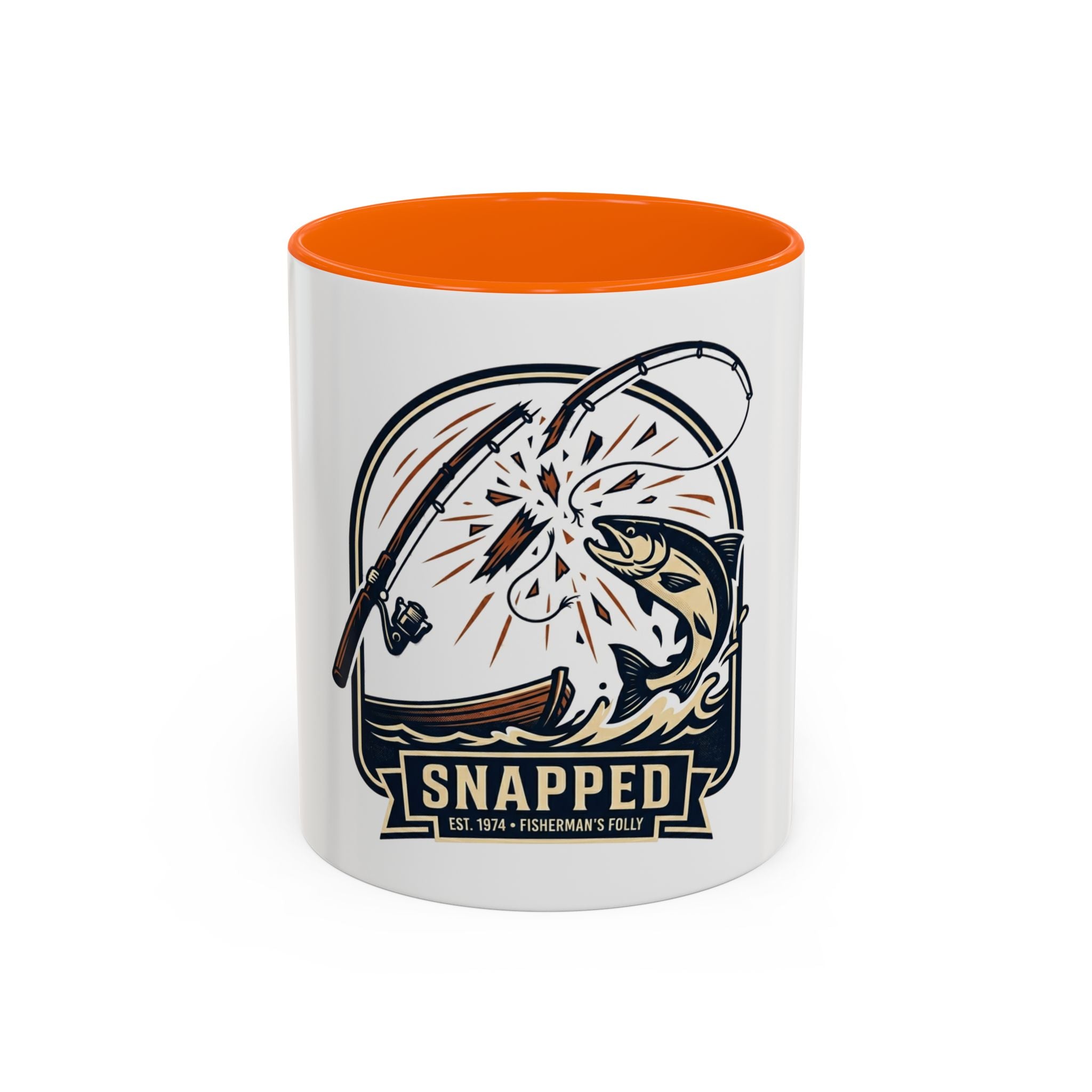 Fishing Coffee Mug — "Snapped" Lure & Bass Design, Fisherman Gift (11/15 oz)