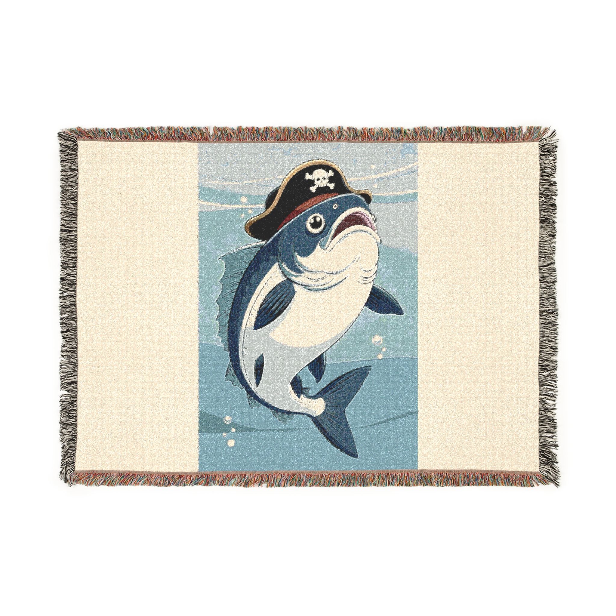 Pirate Fish Woven Blanket – Nautical Throw for Kids & Coastal Decor